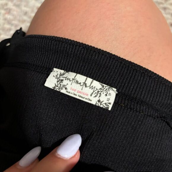 Free People Ruched Rib On Your Side Bodysuit Black- Size XS - Picture 7 of 9